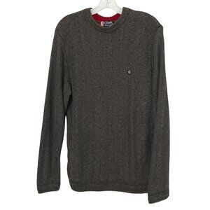 Chaps Ralph Lauren Gray Herringbone Crewneck Sweater Mens M Old Money Office